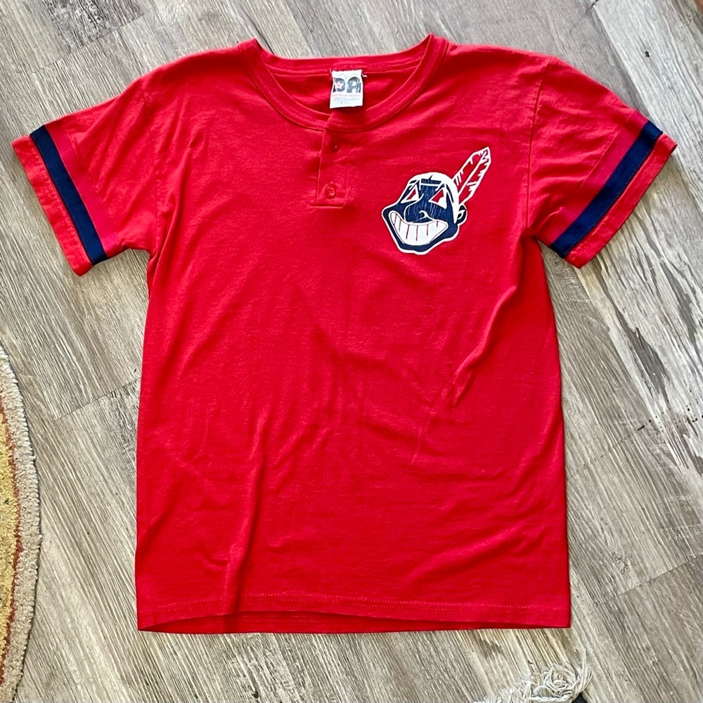 SOLD Vintage 1990s Cleveland Indians Chief Wahoo Print Red Amateur Baseball TEE